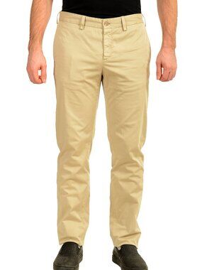 Malo Men's Beige Flat Front Casual Pants US 34 IT 50